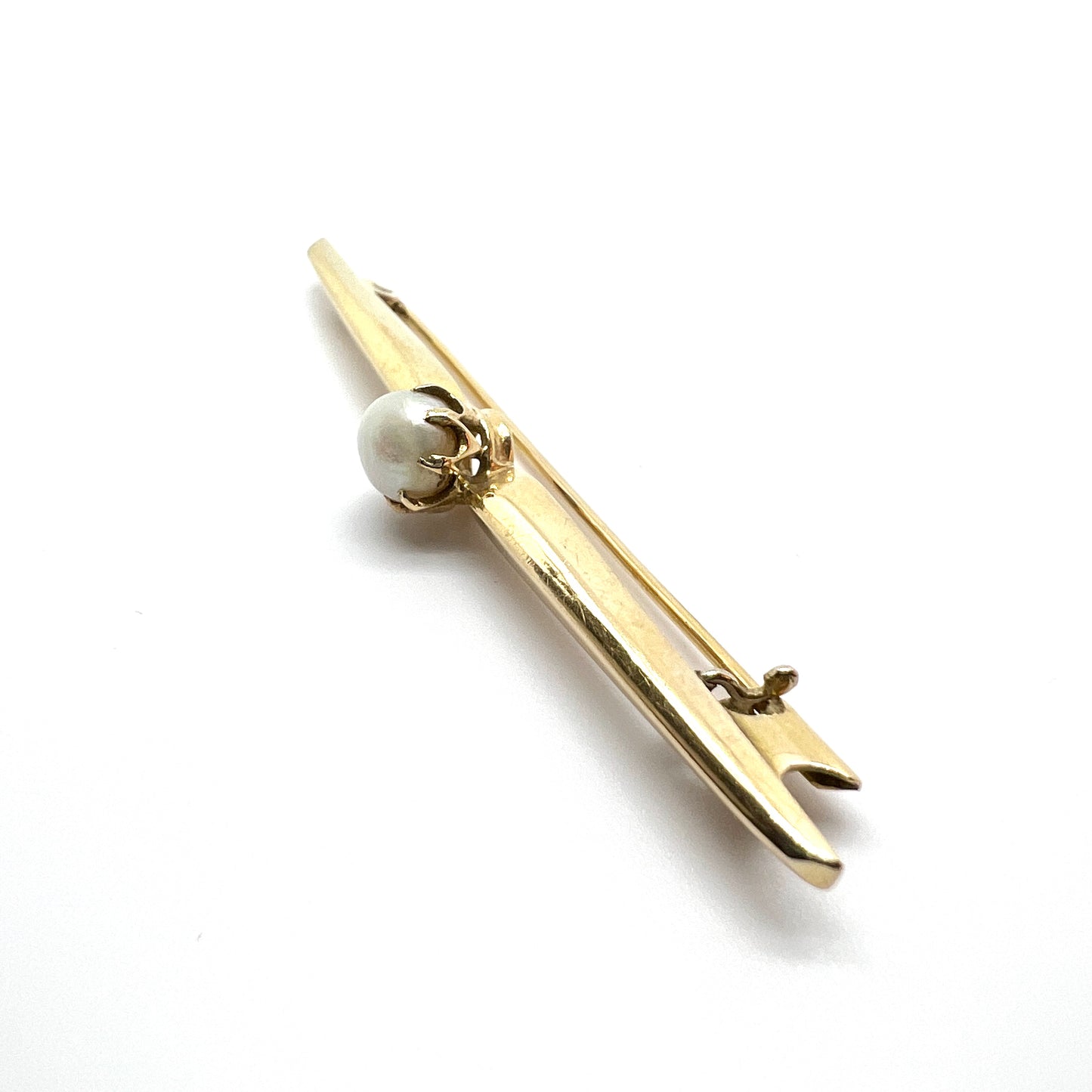 Olof Nilson, Sweden 1919, Antique 18k Gold Pearl Pin Brooch