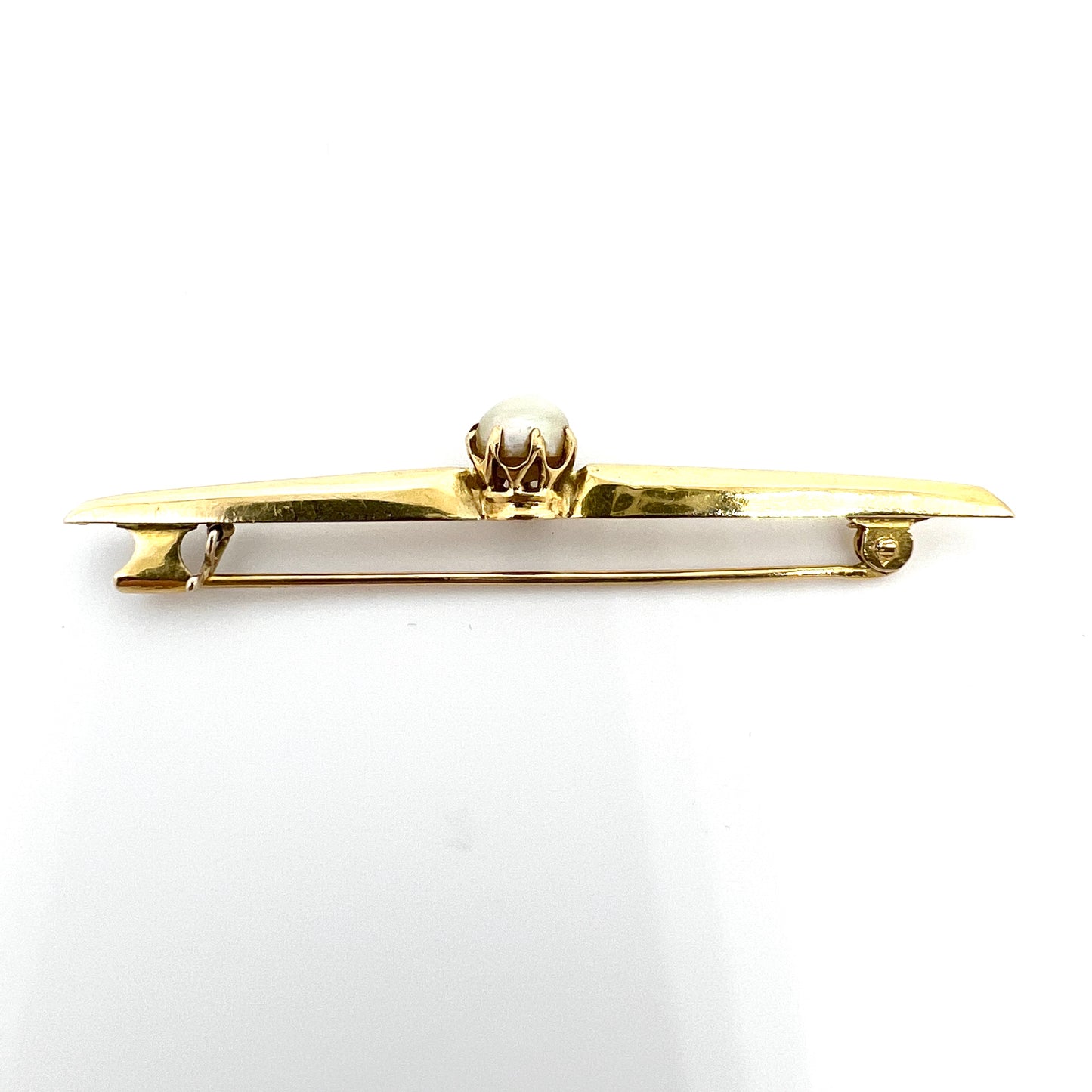 Olof Nilson, Sweden 1919, Antique 18k Gold Pearl Pin Brooch