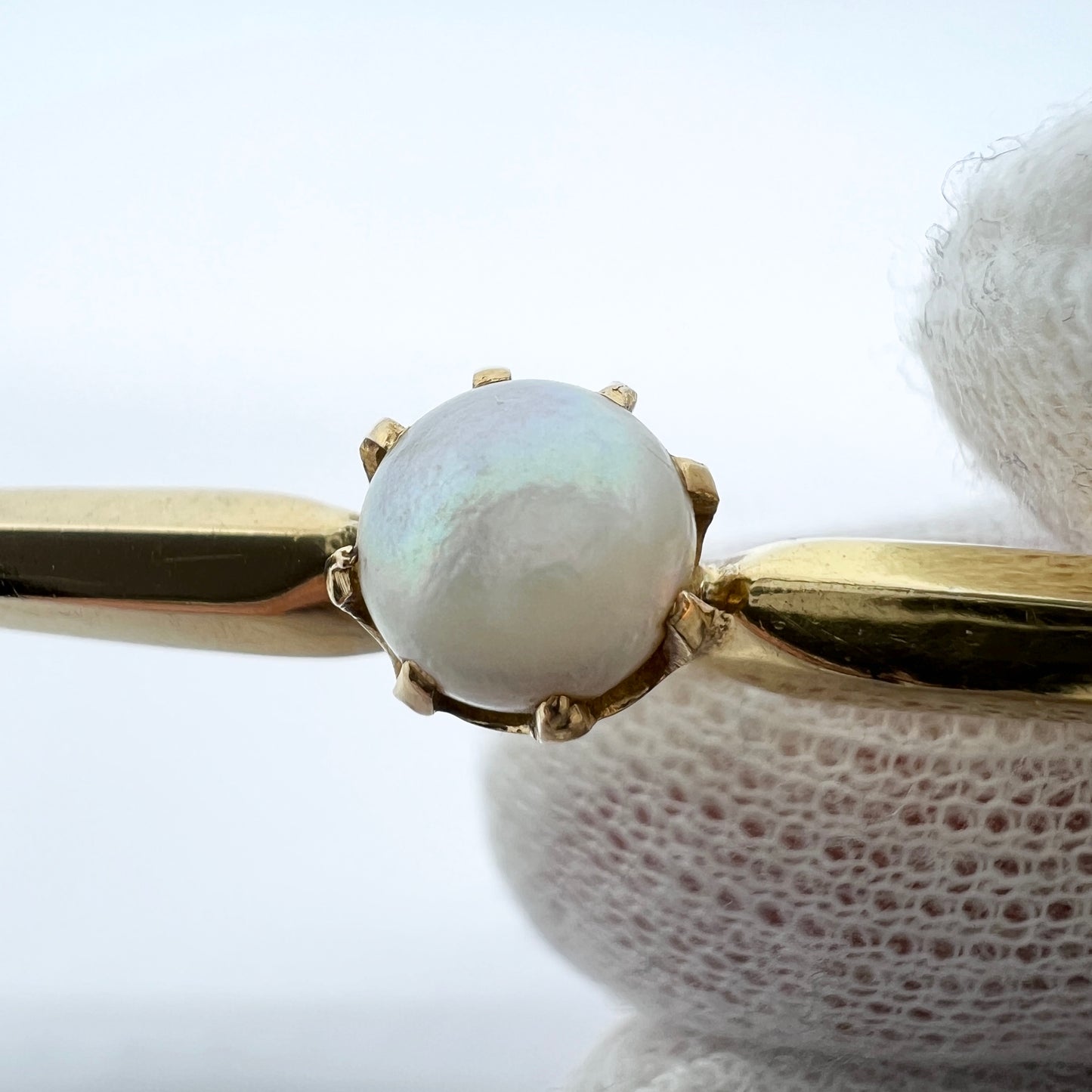 Olof Nilson, Sweden 1919, Antique 18k Gold Pearl Pin Brooch