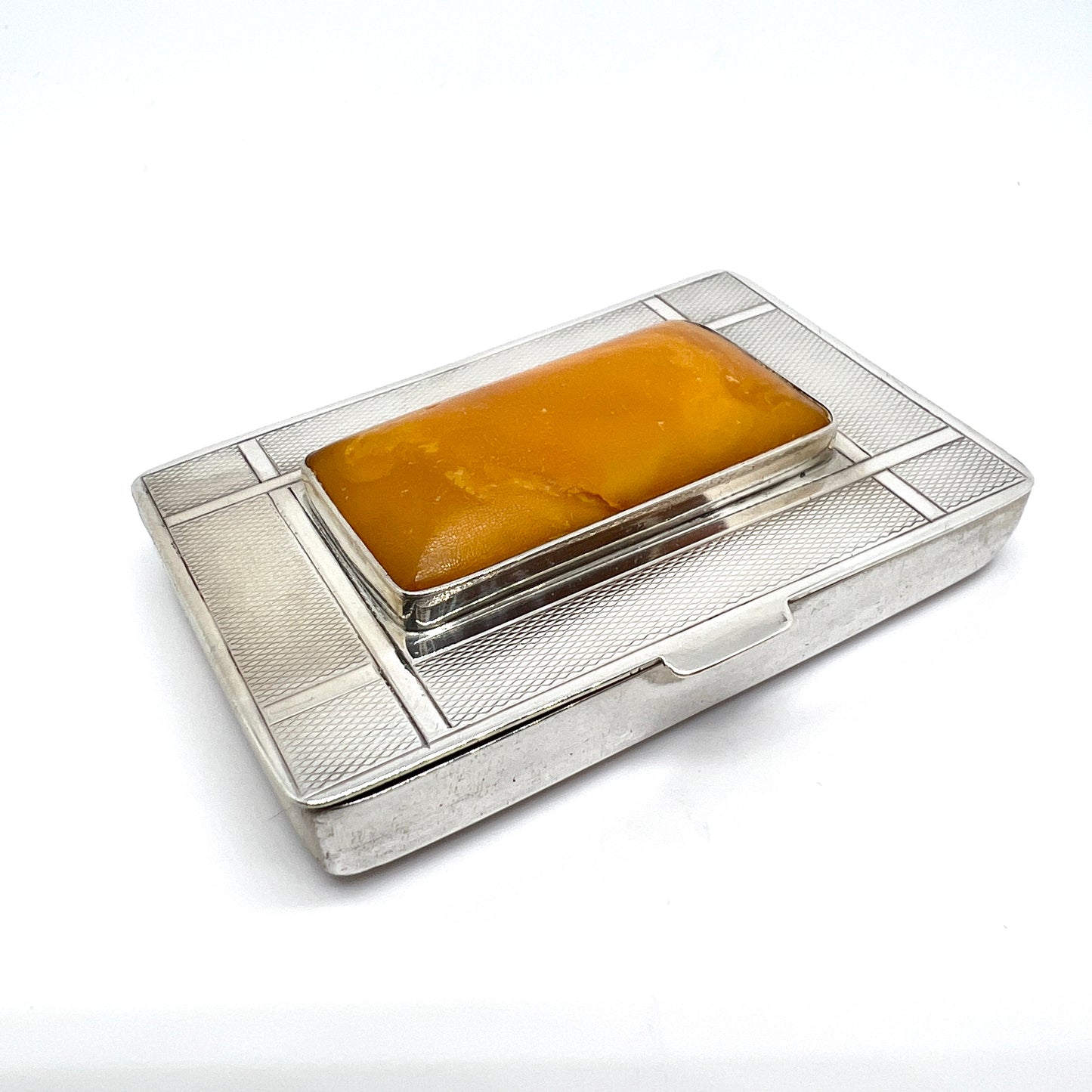 Forster & Graf, Germany 1920-30s Art Deco 830 Silver Baltic Amber Box