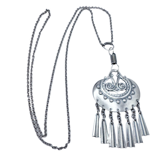 Kalevala Koru, Finland. Very Large Vintage Sterling Silver Pendant Necklace. Design: Moon Goddess.