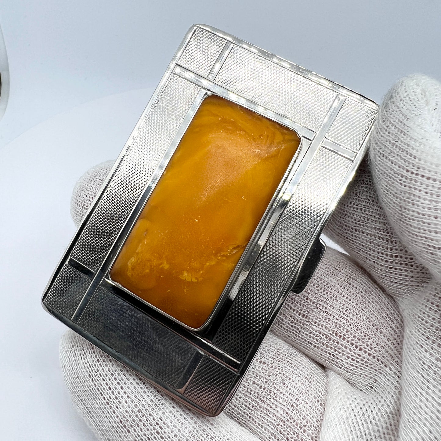 Forster & Graf, Germany 1920-30s Art Deco 830 Silver Baltic Amber Box