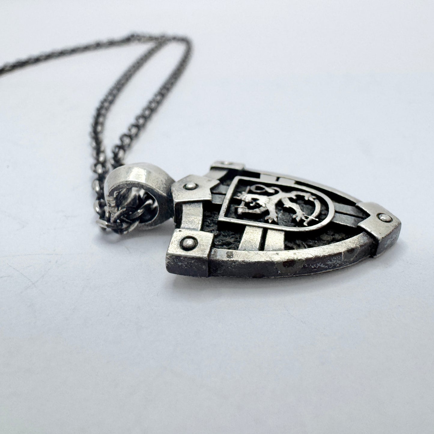 Finland. Vintage Celebrating Finnish Independence Year 1917 Silver Pendant Necklace.