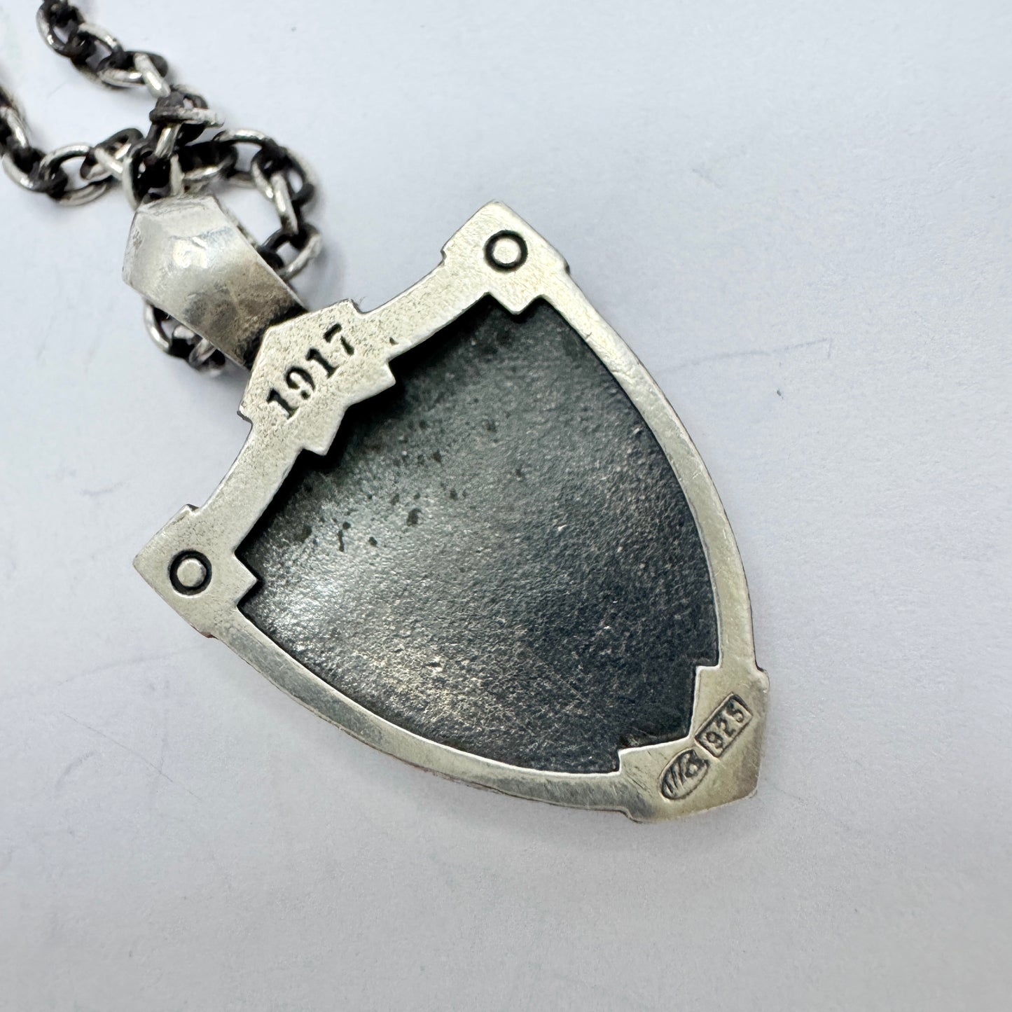 Finland. Vintage Celebrating Finnish Independence Year 1917 Silver Pendant Necklace.