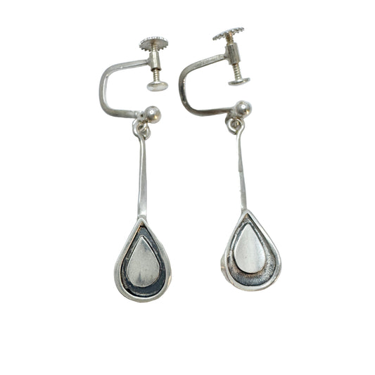 Runes Konsthantverk for Atelje Stigbert, Sweden 1959. Vintage Silver Earrings.
