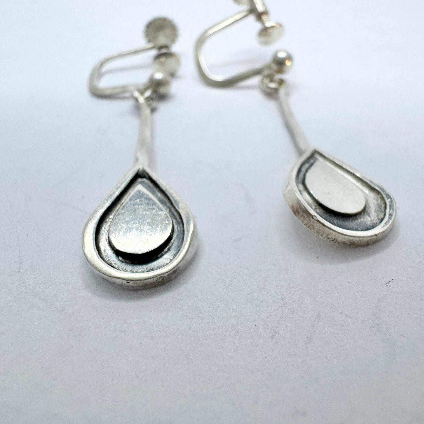 Runes Konsthantverk for Atelje Stigbert, Sweden 1959. Vintage Silver Earrings.