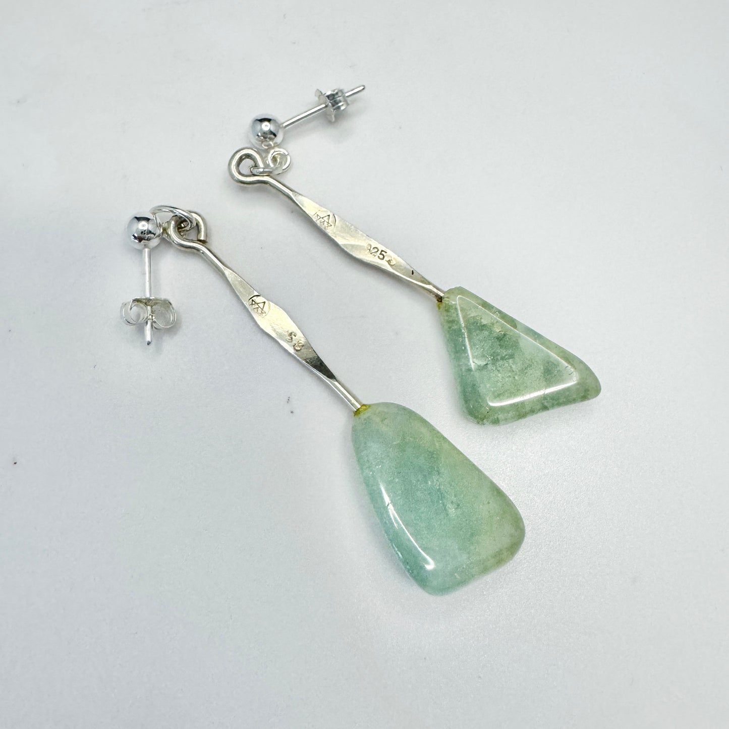 Denmark 1960-70s. Vintage Sterling Silver Aventurine Earrings.