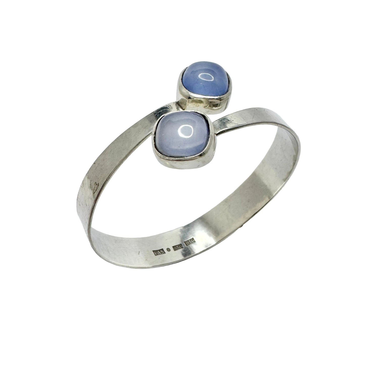 Skoglund, Sweden 1976. Vintage Sterling Silver Chalcedony Bangle Bracelet.