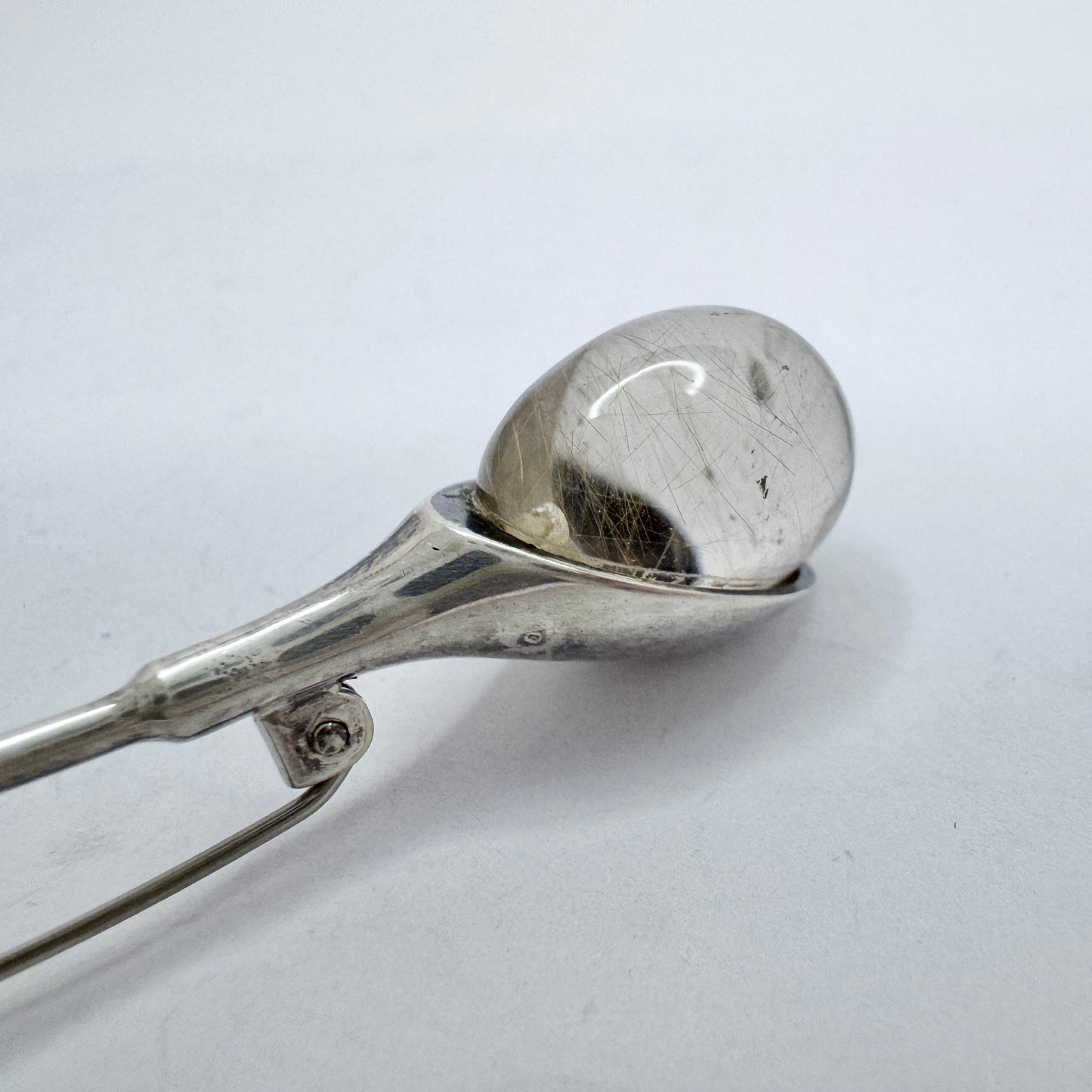 Kaunis Koru, Finland. Large Vintage Sterling Silver Rutilated Quartz Brooch.