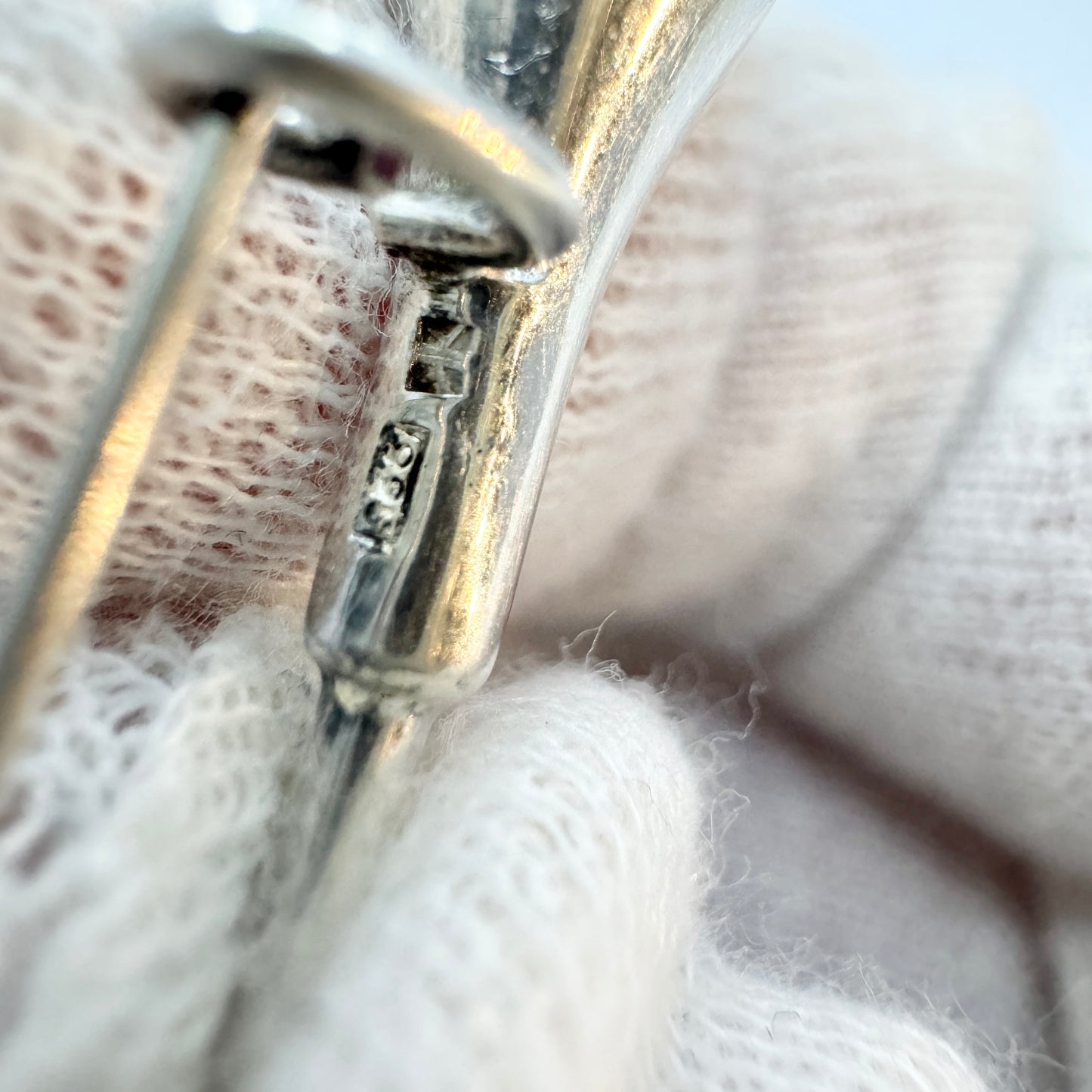 Kaunis Koru, Finland. Large Vintage Sterling Silver Rutilated Quartz Brooch.