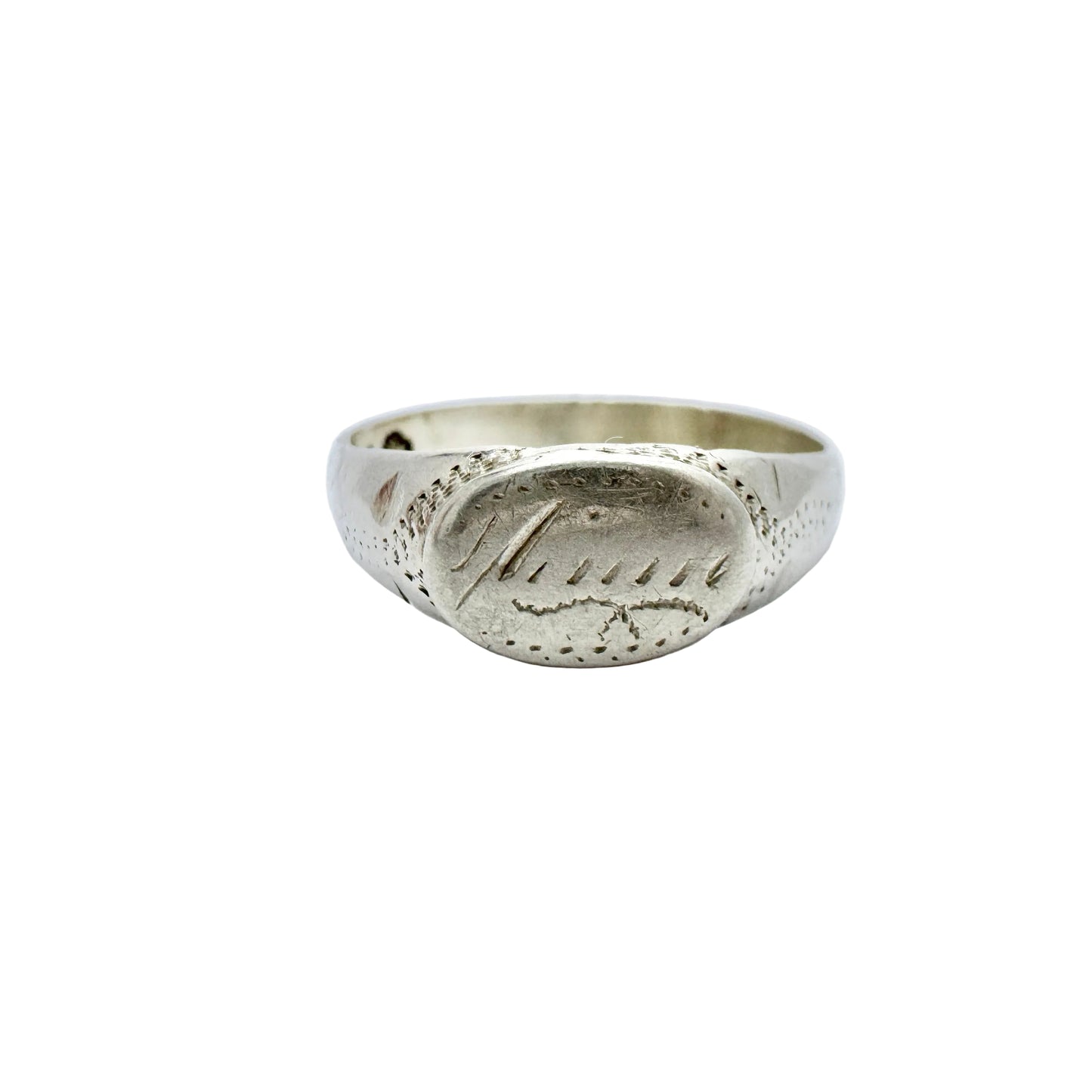 Sweden, early 1900s. Antique  Solid Silver Memory Ring.