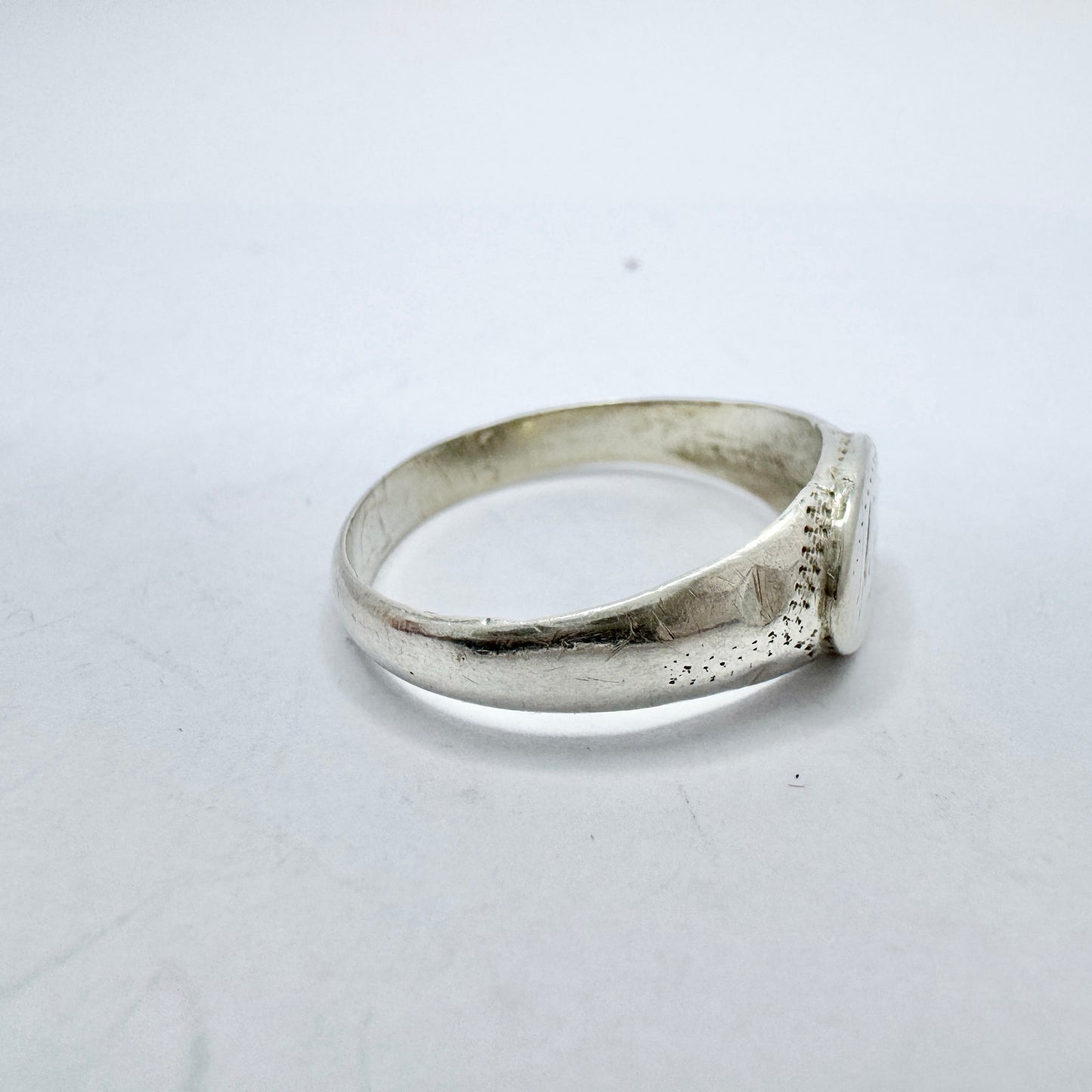 Sweden, early 1900s. Antique  Solid Silver Memory Ring.