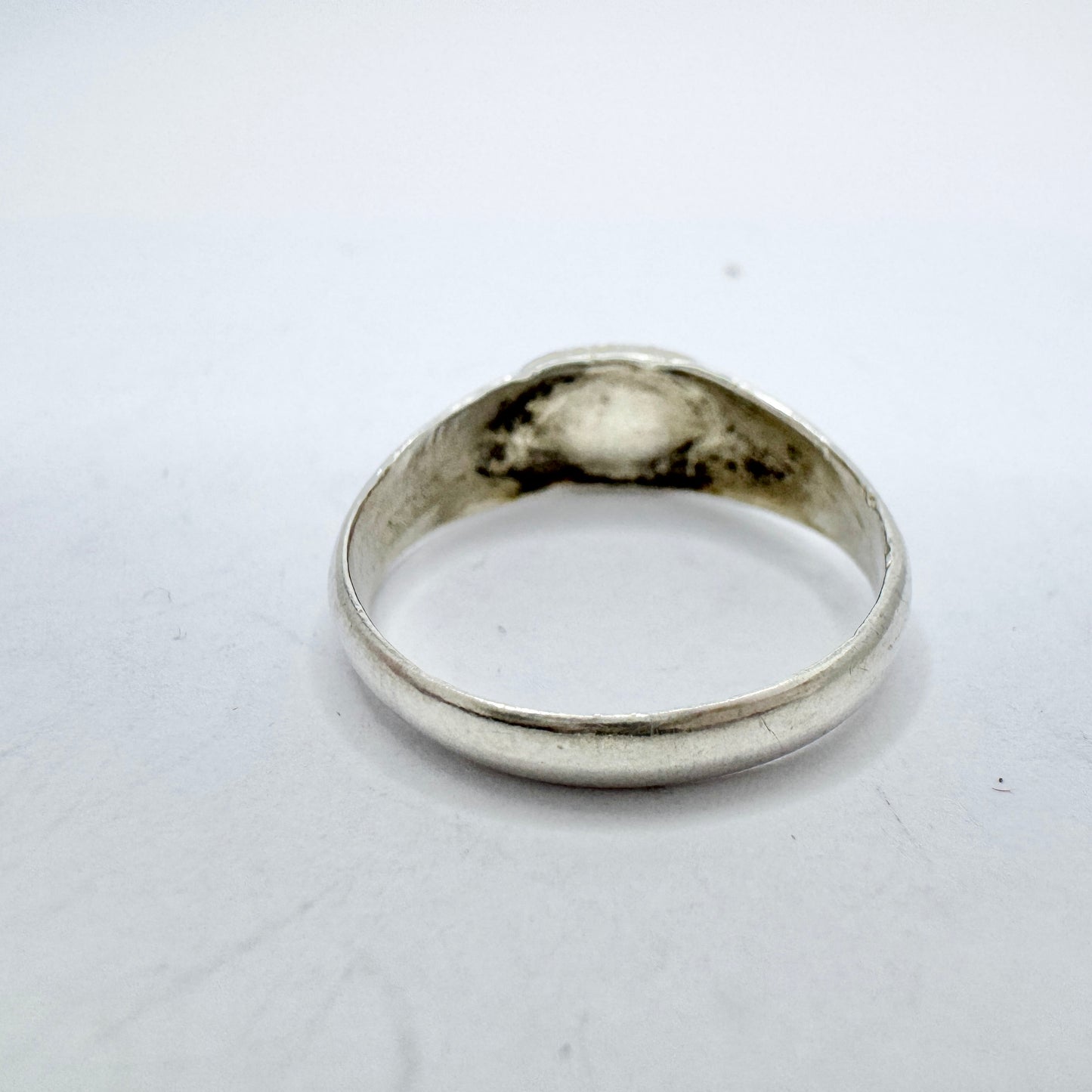 Sweden, early 1900s. Antique  Solid Silver Memory Ring.