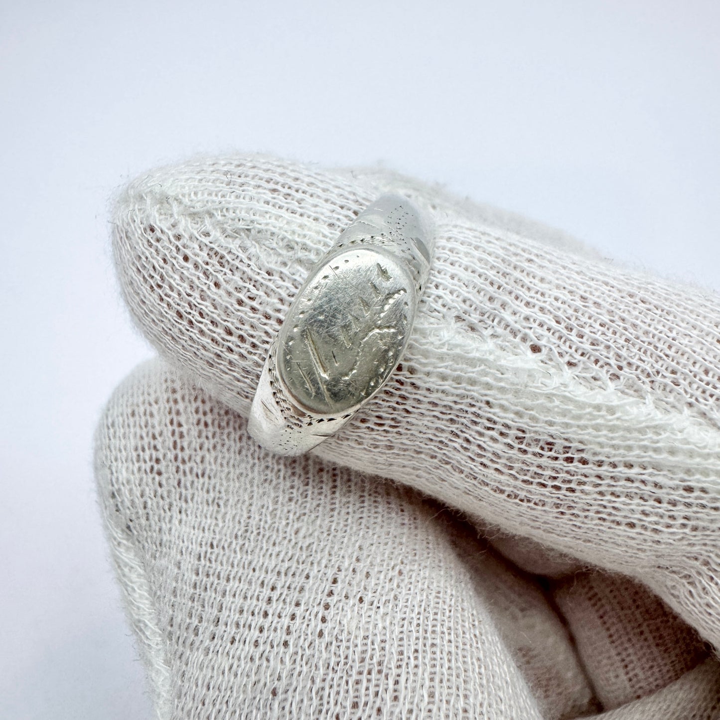 Sweden, early 1900s. Antique  Solid Silver Memory Ring.