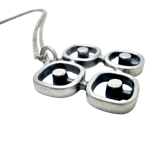 Jorma Laine for Kultateollisuus, Finland year 1970. Vintage Solid Silver Pendant Necklace.