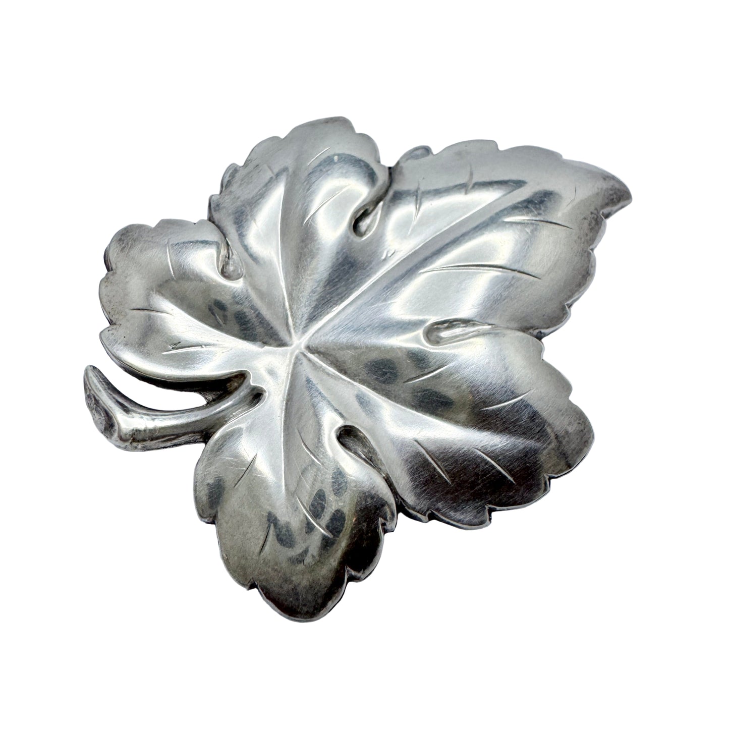 TeKa, Germany. Vintage c 1950s Silver Leaf Brooch.