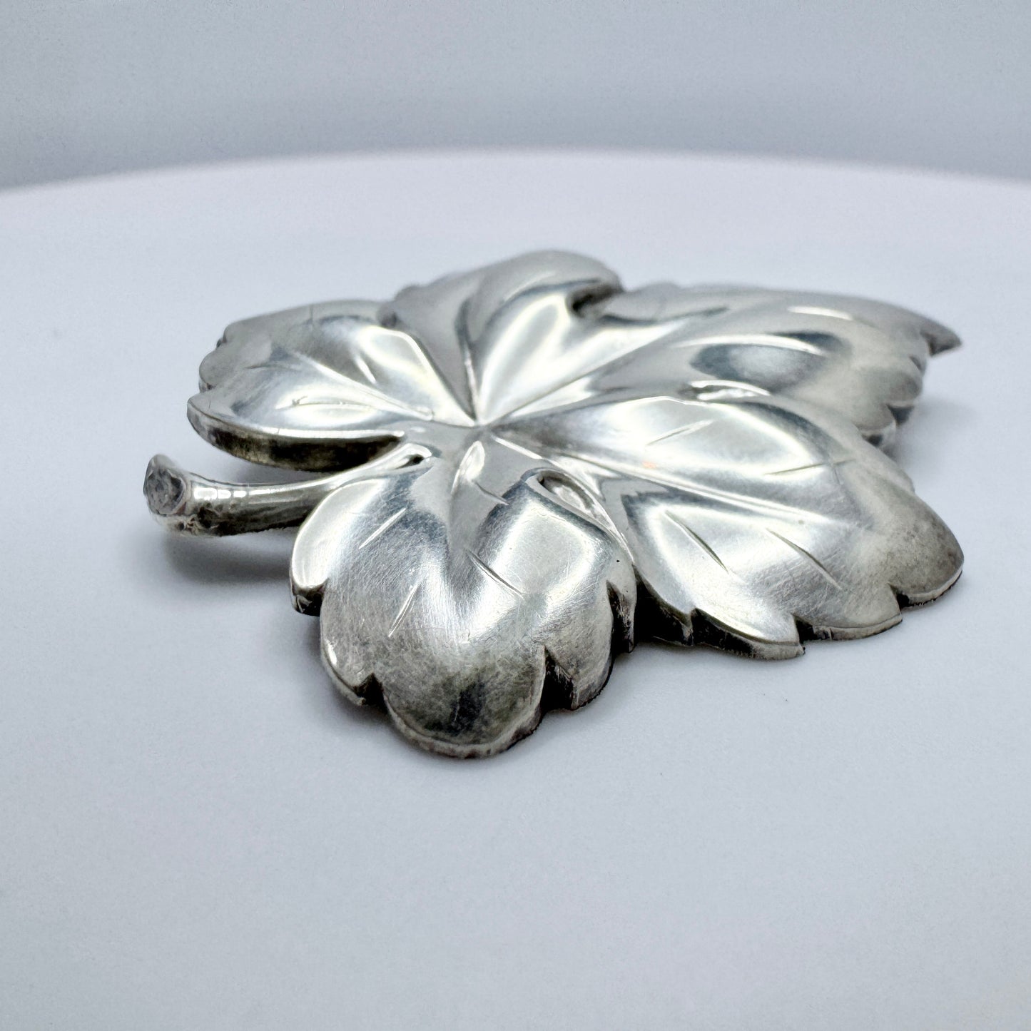 TeKa, Germany. Vintage c 1950s Silver Leaf Brooch.