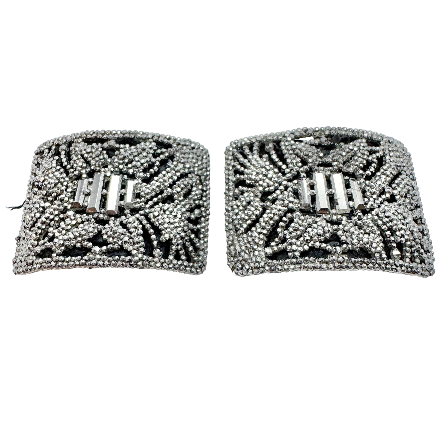 France c 1920s. Art Deco Cut Steel Woman's Shoe Buckles