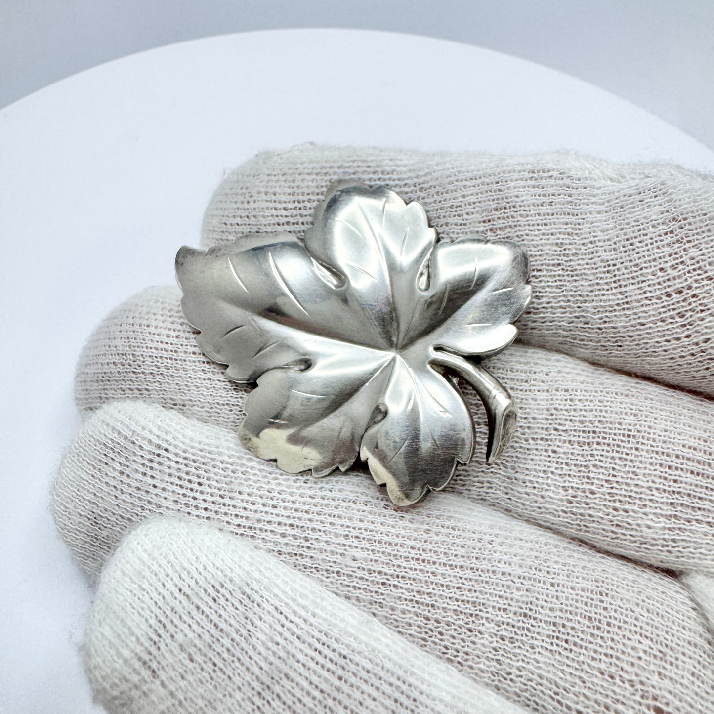 TeKa, Germany. Vintage c 1950s Silver Leaf Brooch.