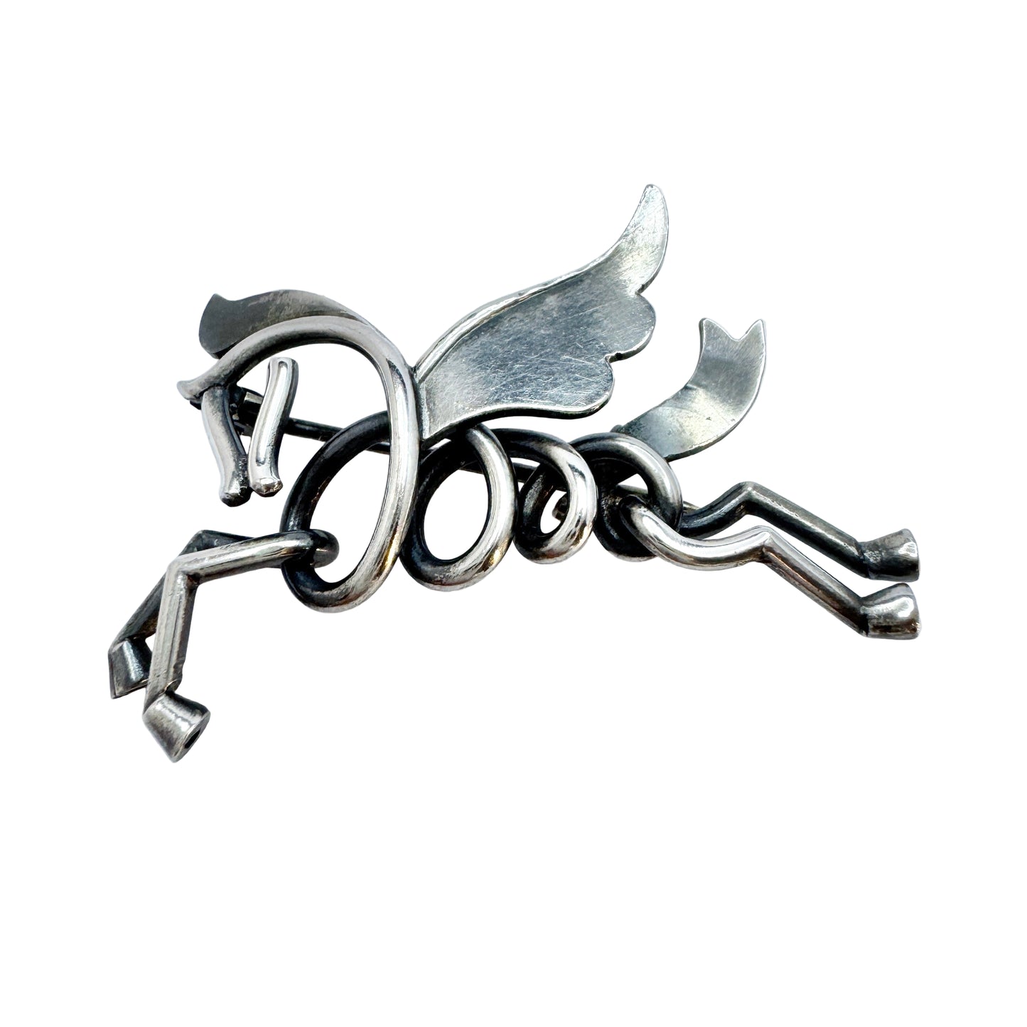Anton Michelsen Denmark ca 1930 Art Deco Silver Pegasus Brooch. Rare.