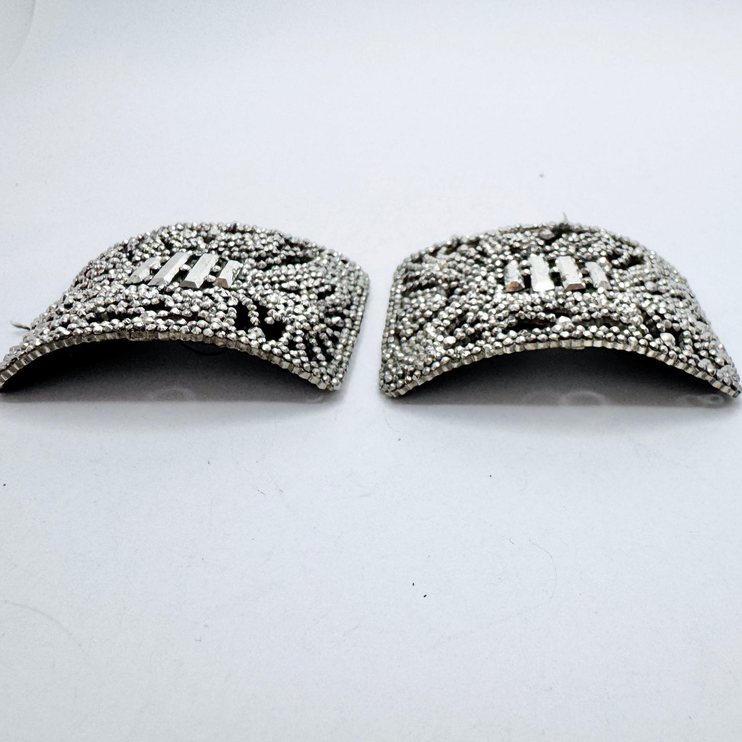 France c 1920s. Art Deco Cut Steel Woman's Shoe Buckles