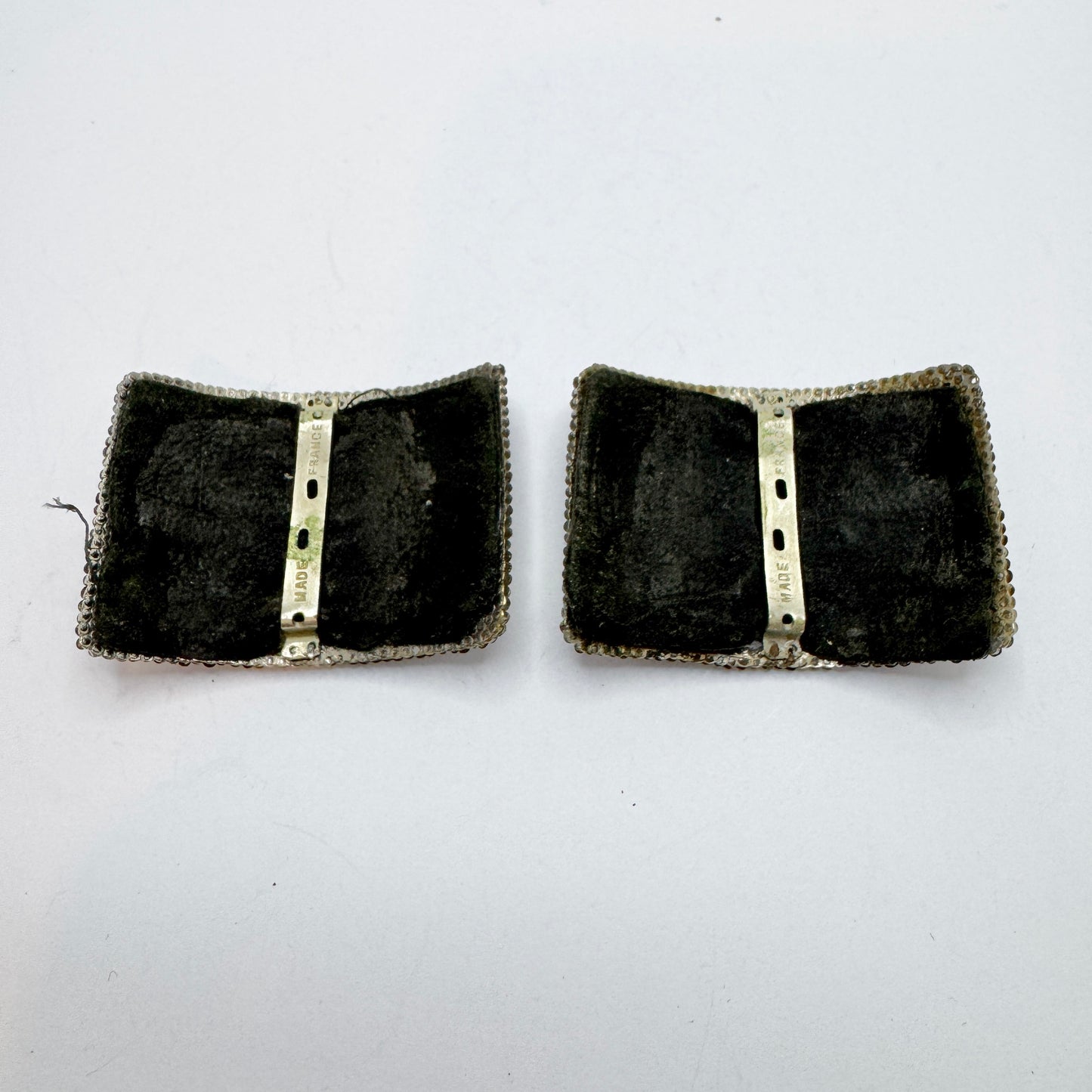 France c 1920s. Art Deco Cut Steel Woman's Shoe Buckles