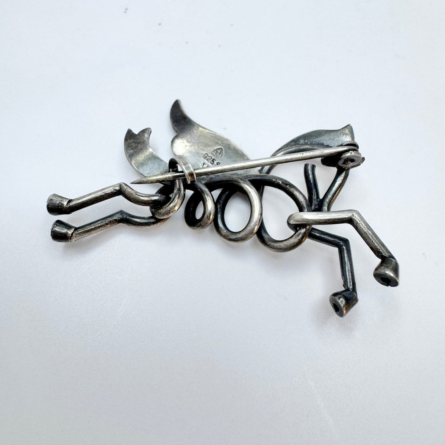 Anton Michelsen Denmark ca 1930 Art Deco Silver Pegasus Brooch. Rare.