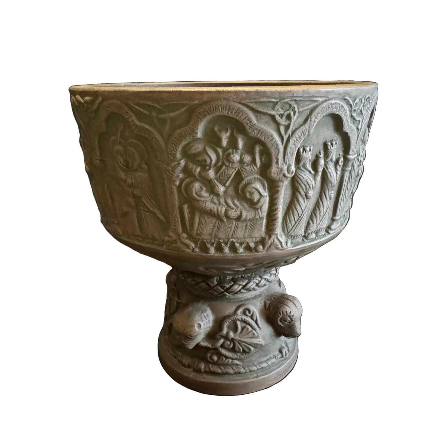 L Hjorth, Denmark pre 1927. Antique Terracotta Footed Bowl