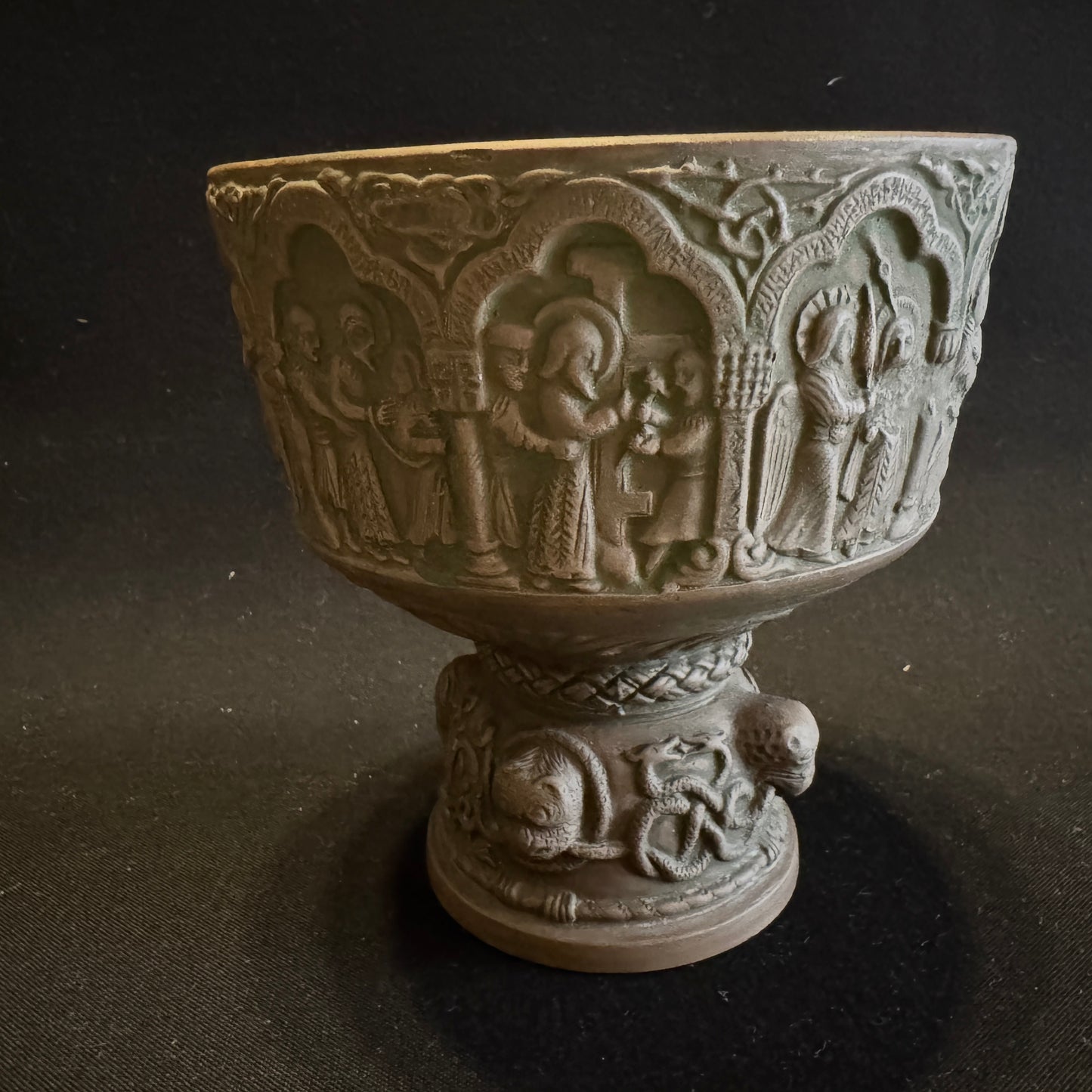 L Hjorth, Denmark pre 1927. Antique Terracotta Footed Bowl