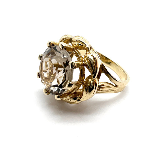 Maker KARBRA, Vintage 1960-70s 14k Gold Quartz Ring.