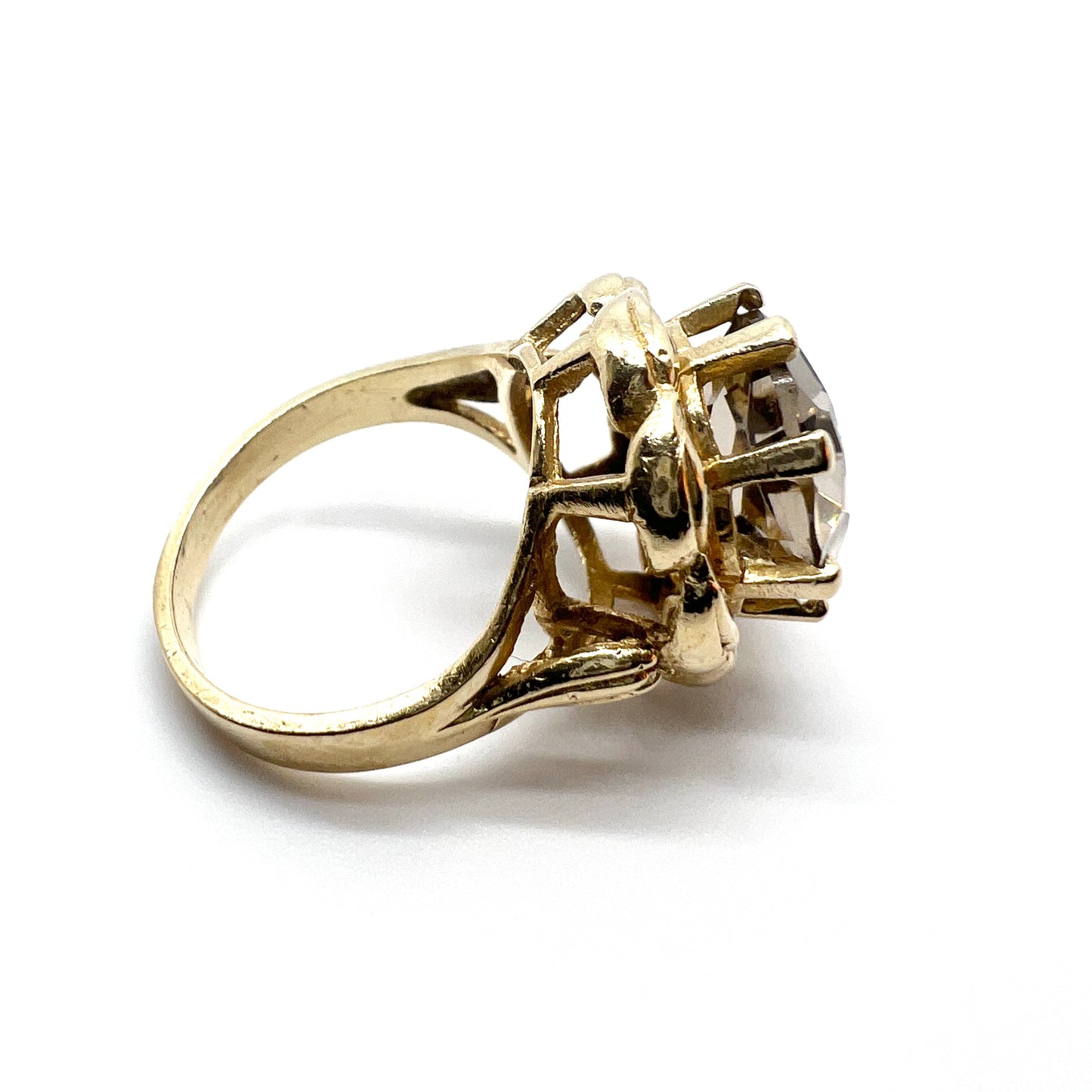 Maker KARBRA, Vintage 1960-70s 14k Gold Quartz Ring.