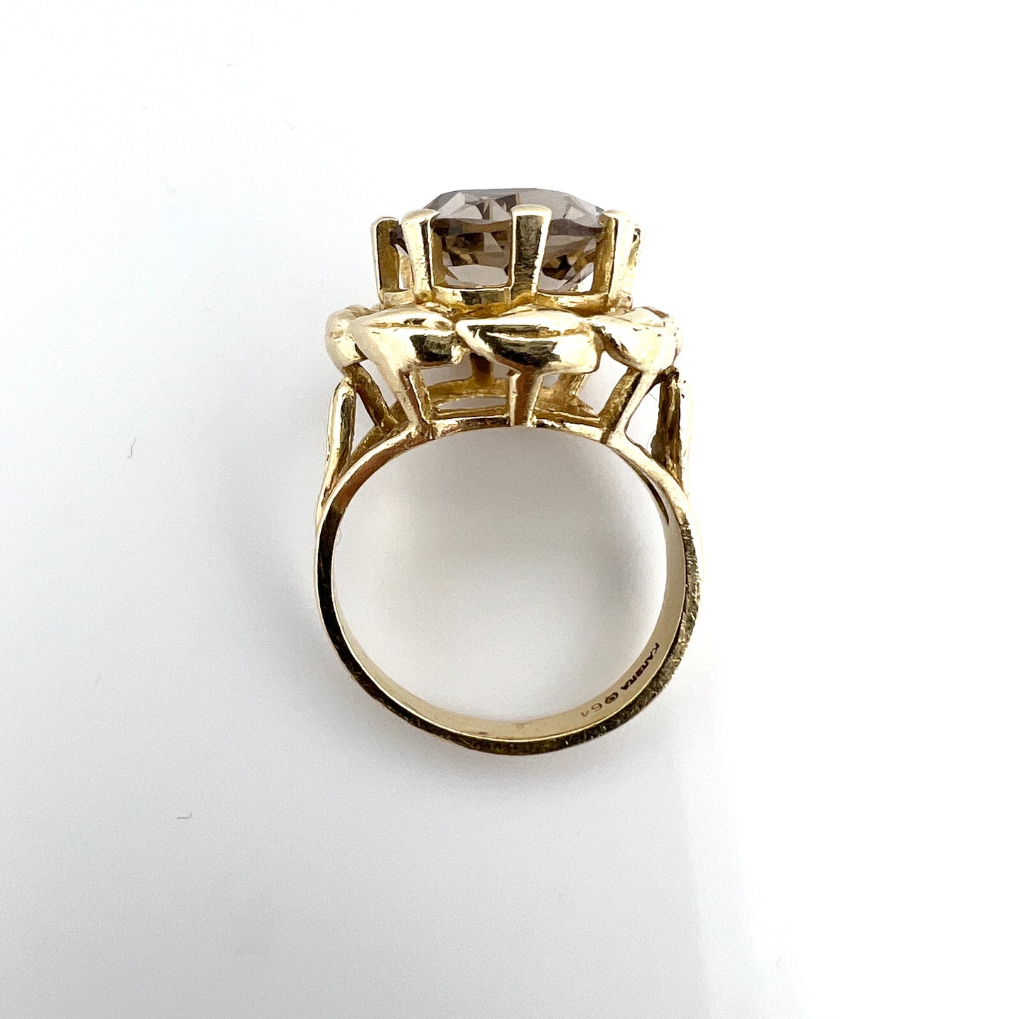 Maker KARBRA, Vintage 1960-70s 14k Gold Quartz Ring.