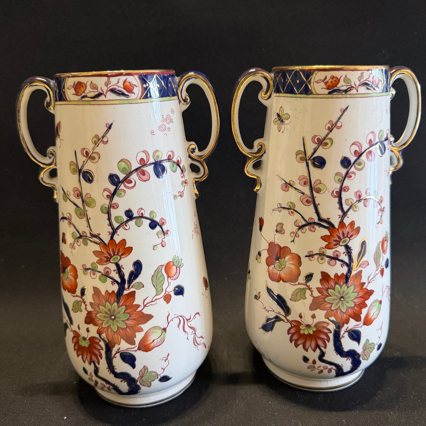 Burgess & Leigh, England. Pair of Vases in Glazed Earthenware.