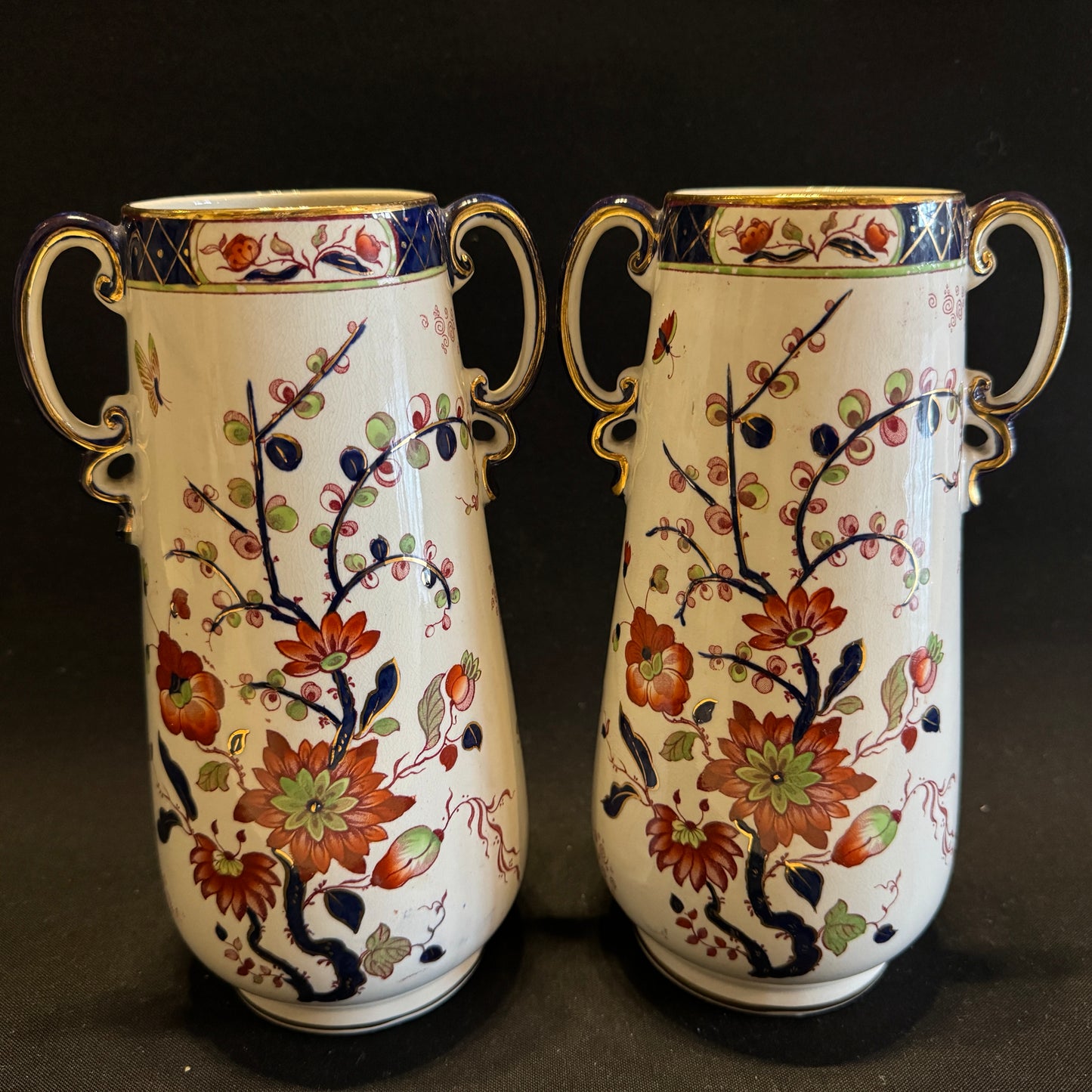 Burgess & Leigh, England. Pair of Vases in Glazed Earthenware.