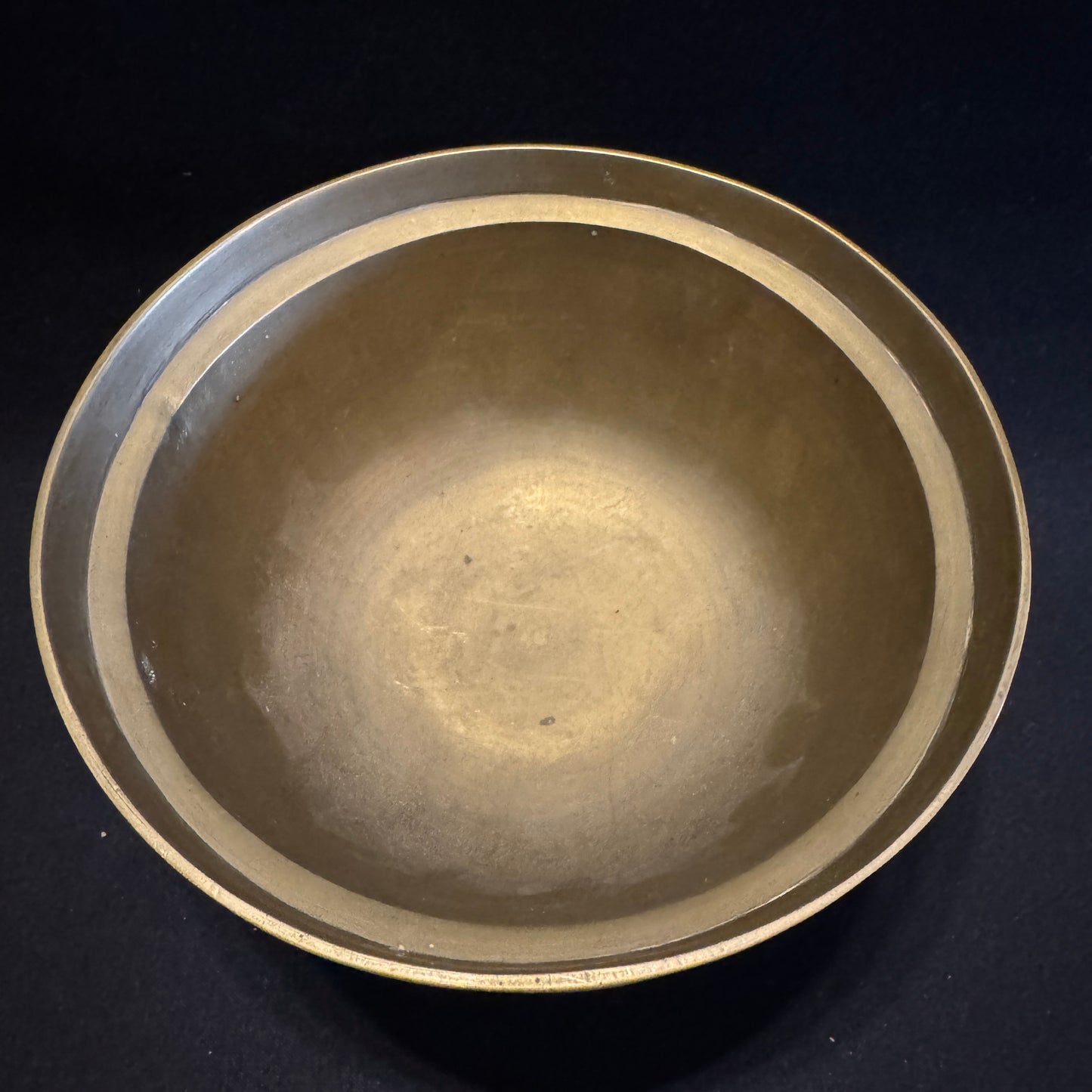 Old Oriental Engraved Brass Offering Bowl. Signed.