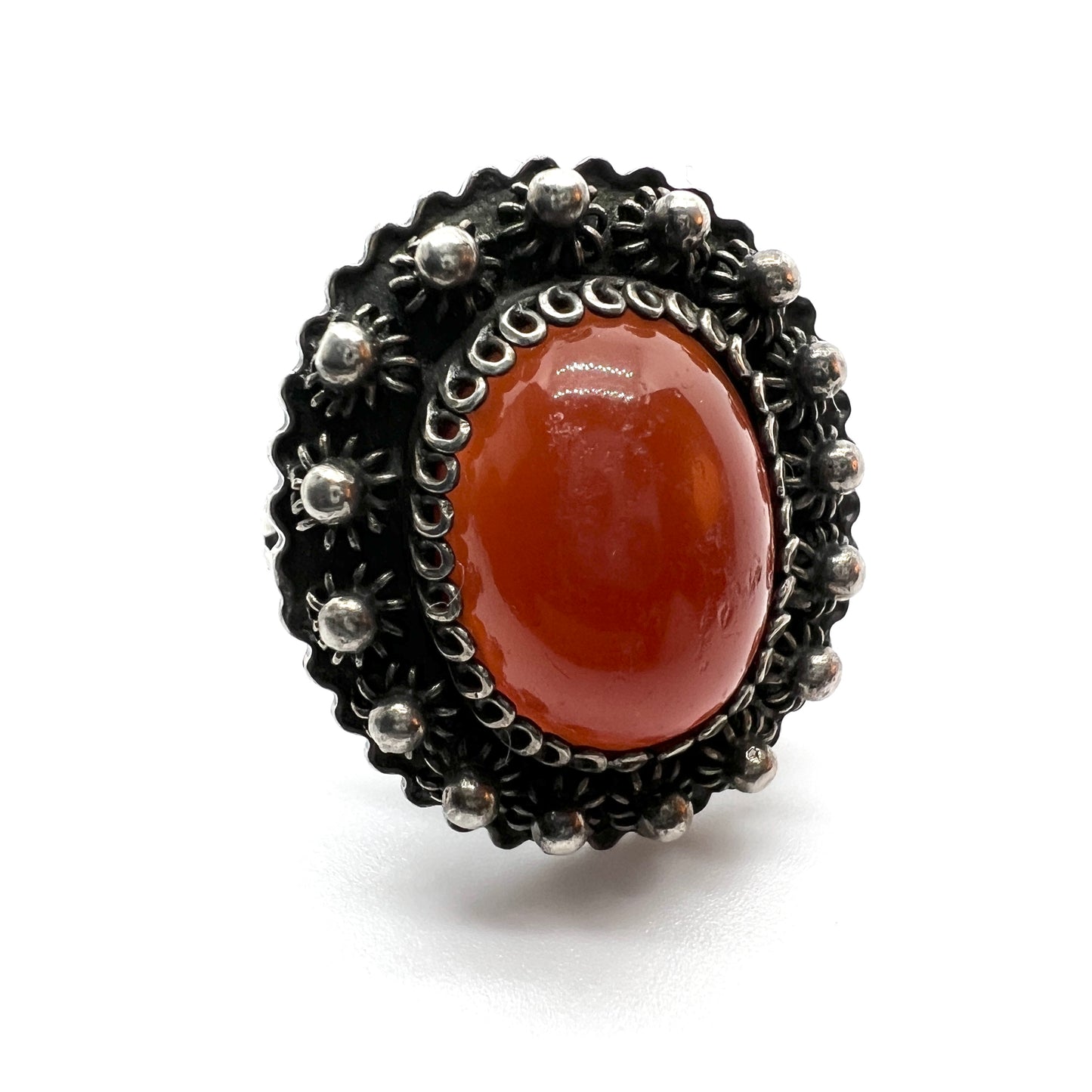 Egypt 1934-35. Vintage Solid Silver Carnelian Ring.