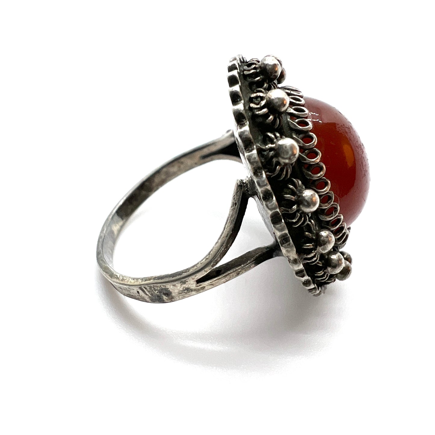 Egypt 1934-35. Vintage Solid Silver Carnelian Ring.