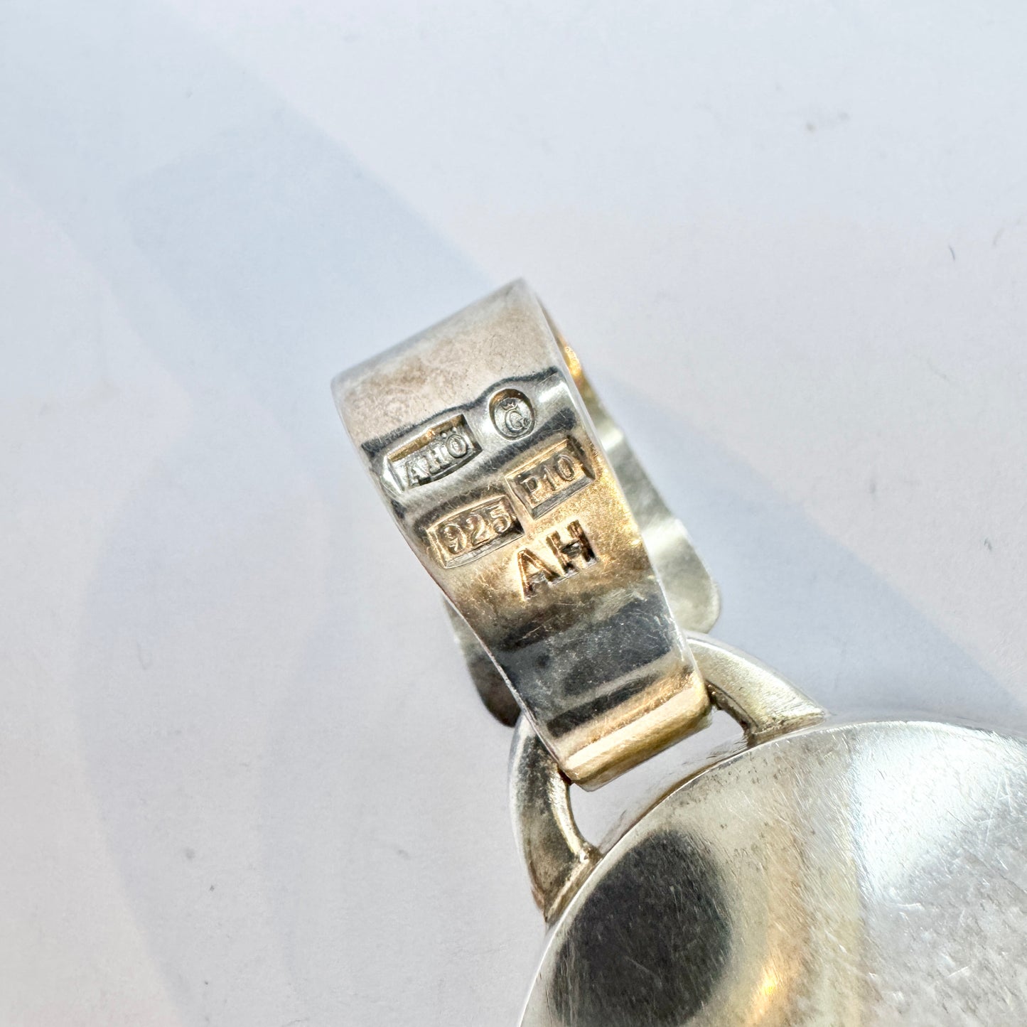 Anders Högberg, Sweden. Chunky Vintage Sterling Silver Aventurine Pendant.