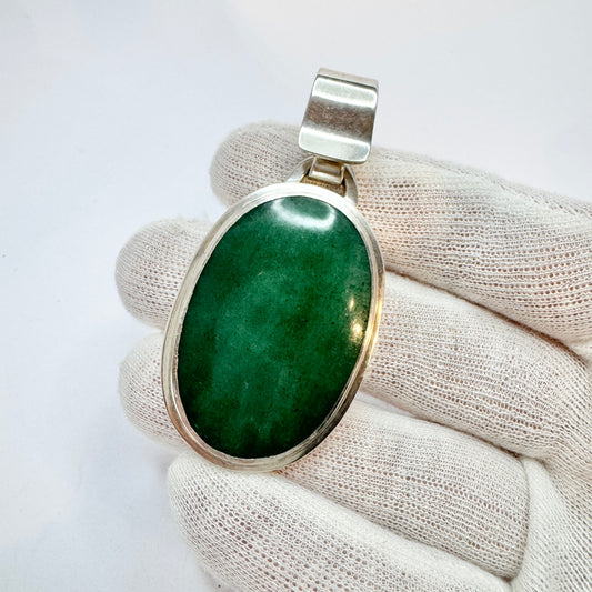 Anders Högberg, Sweden. Chunky Vintage Sterling Silver Aventurine Pendant.