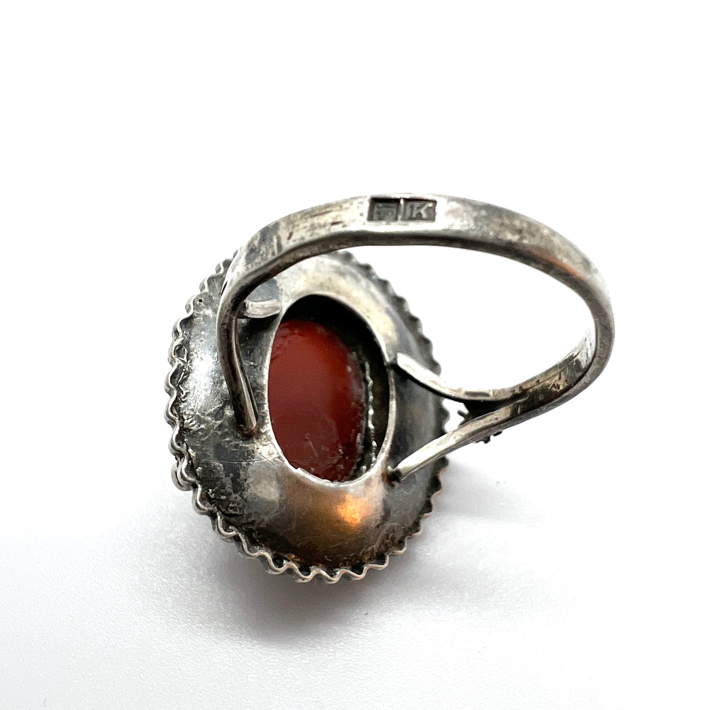 Egypt 1934-35. Vintage Solid Silver Carnelian Ring.