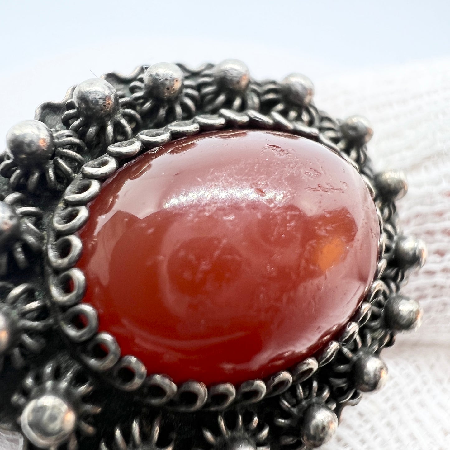 Egypt 1934-35. Vintage Solid Silver Carnelian Ring.