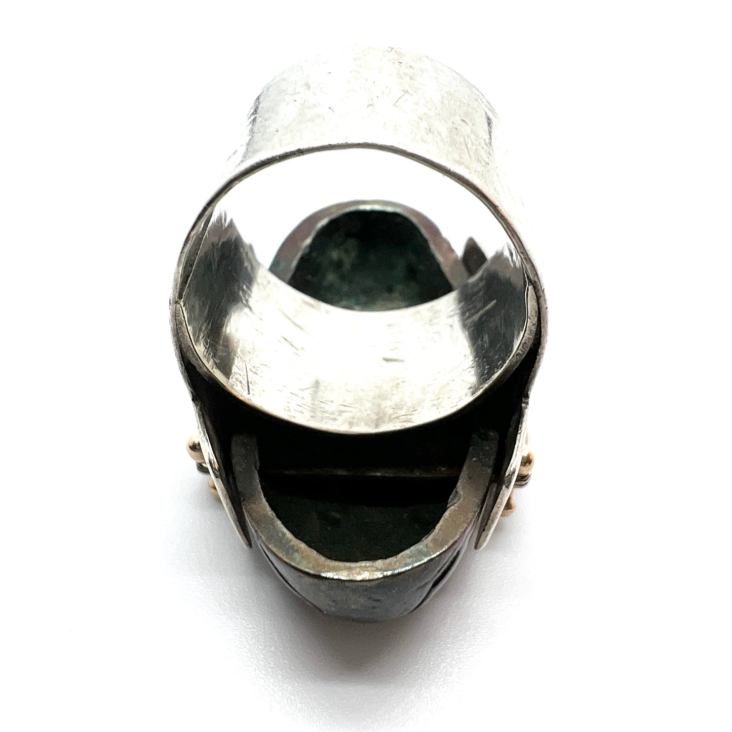 Vintage Silver Ring with Antique Copper Japanese Pommel Kashira.