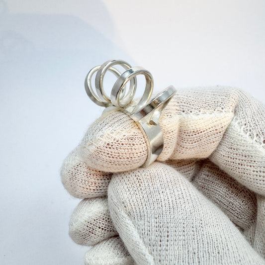 Cecilia Johansson, Sweden 1974. Vintage Modernist Sterling Silver Ring. Signed.