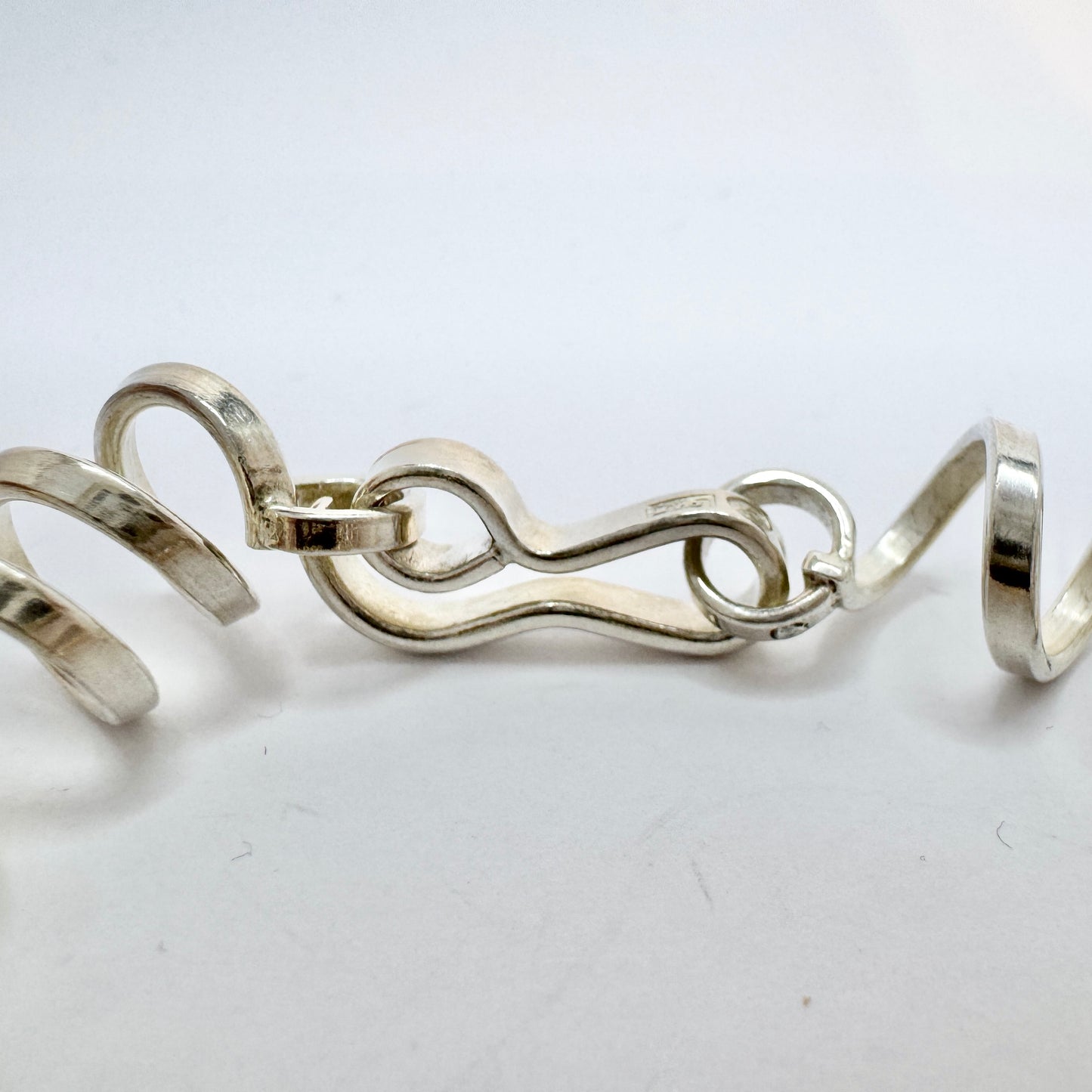 Cecilia Johansson, Sweden 1972. Vintage Modernist Sterling Silver Bracelet.