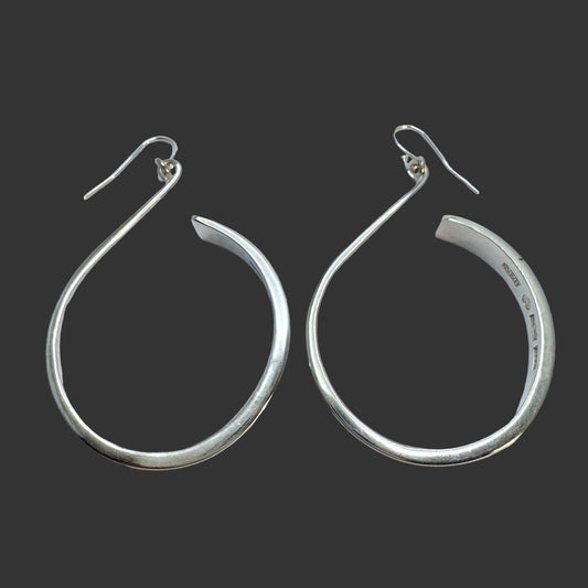 Högberg, Gothenburg Sweden. Large Vintage Sterling Silver Earrings.