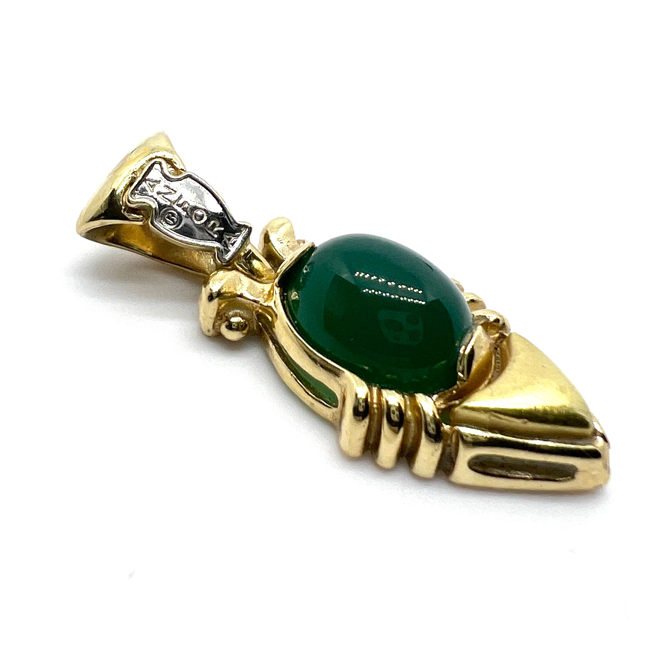 Anfora Arezzo Italy. Vintage 18k Gold Chrysoprase Pendant. T