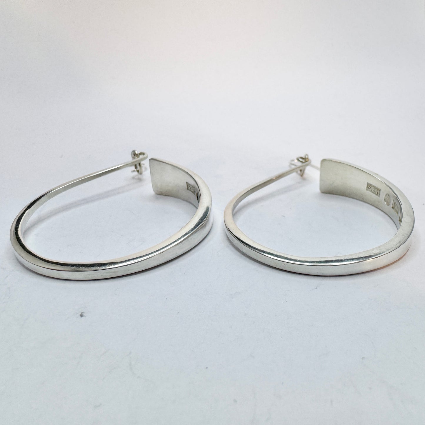 Högberg, Gothenburg Sweden. Large Vintage Sterling Silver Earrings.