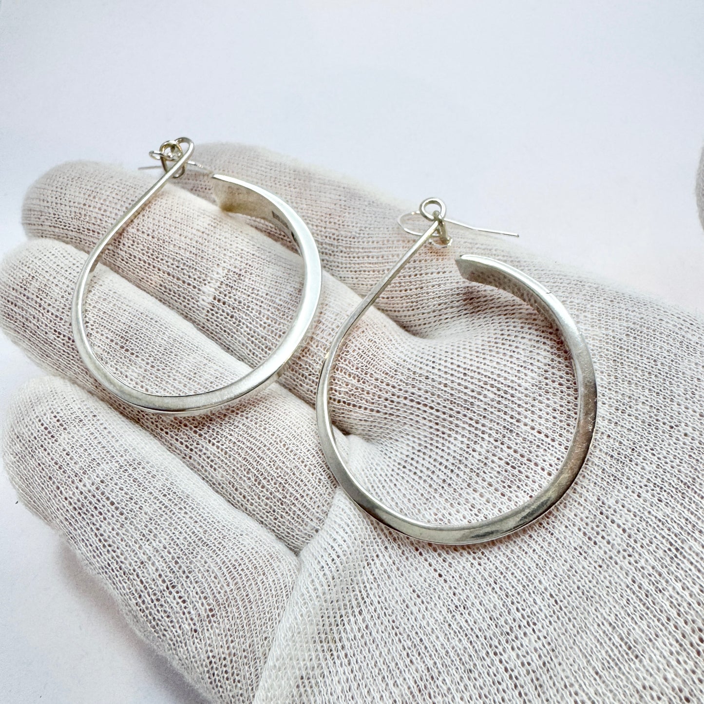 Högberg, Gothenburg Sweden. Large Vintage Sterling Silver Earrings.