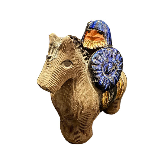 Åsa Gustavsson, Sweden. Vintage Ceramic Middle Ages Horseman Figurine.