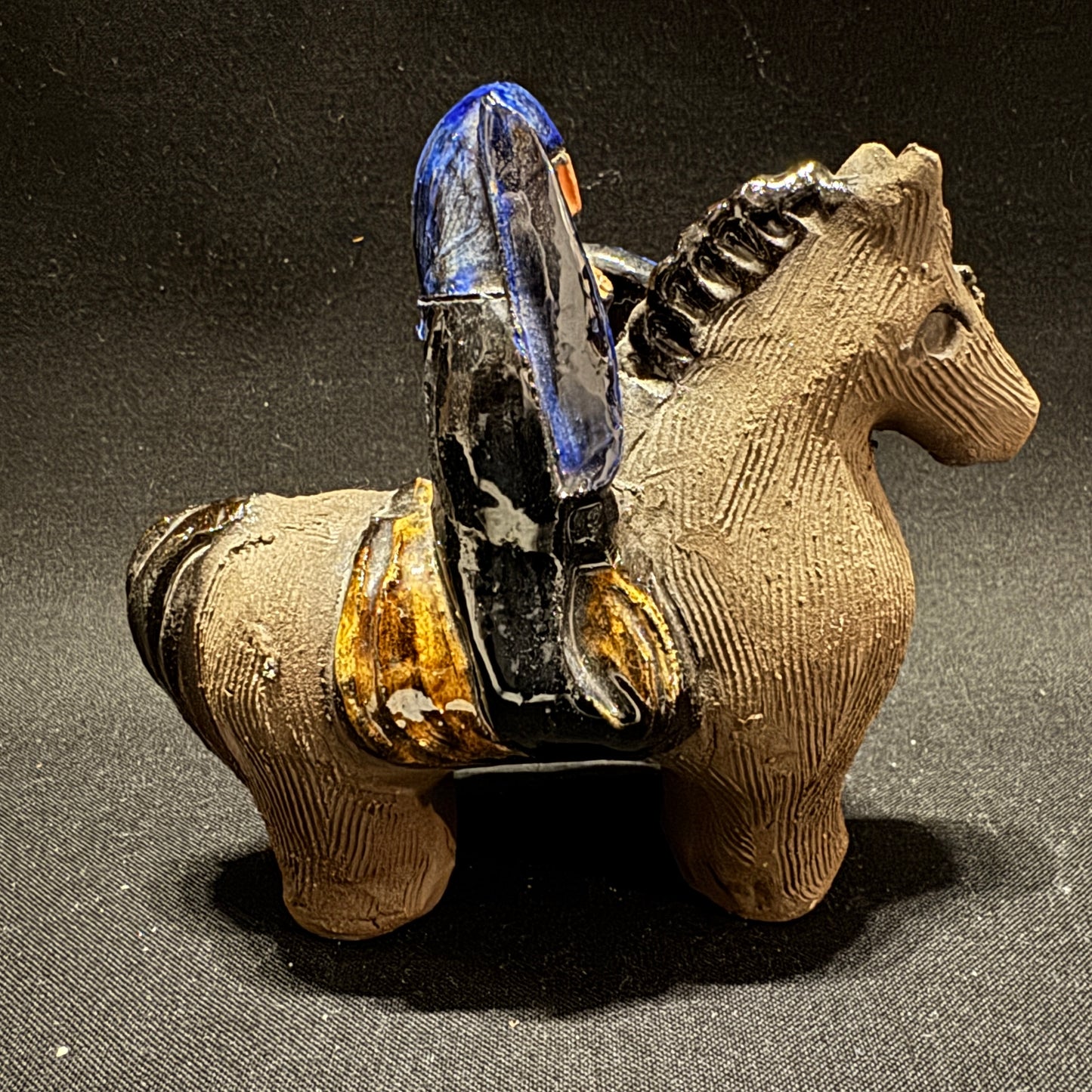 Åsa Gustavsson, Sweden. Vintage Ceramic Middle Ages Horseman Figurine.